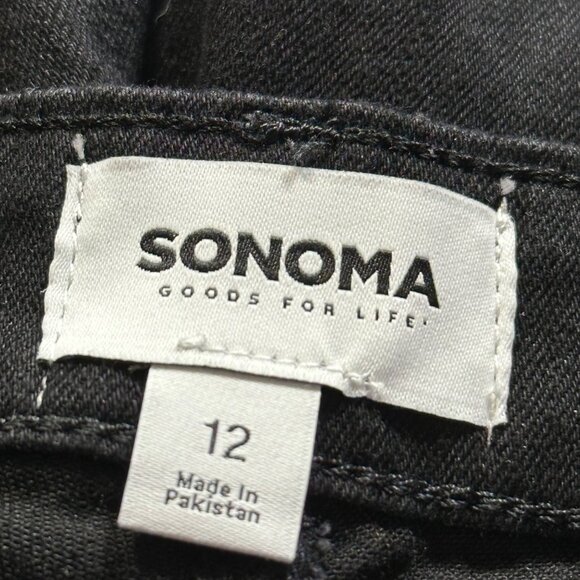 Sonoma Womens High Rise Black Denim Bermuda Shorts Size 12 Cotton Blend - Picture 4 of 9